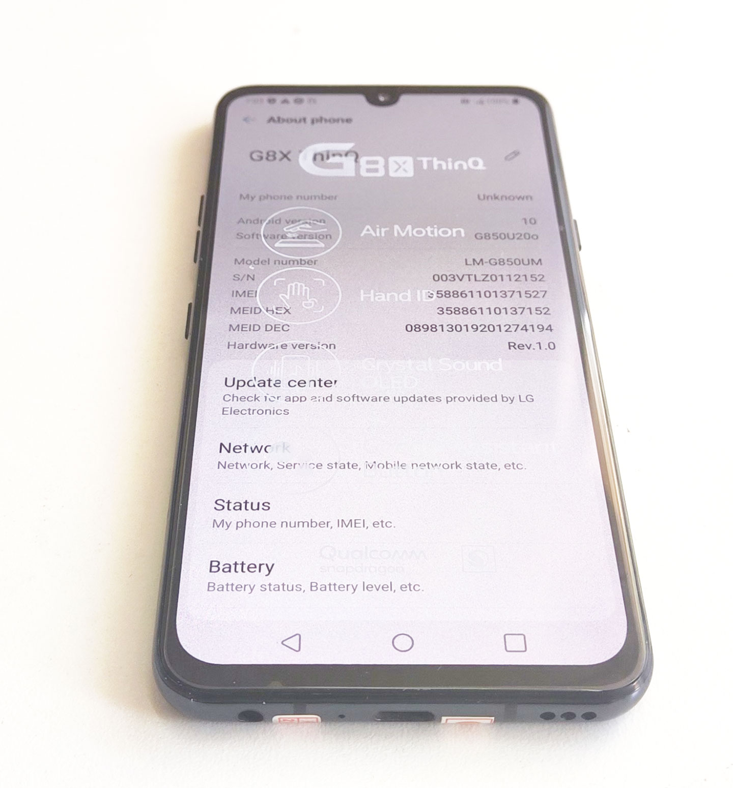 Unlocked Original Cellphone LG G8X ThinQ G850UM 6GB 64GB Qualcomm 855 6.4 Inch Mobile Phones · v16