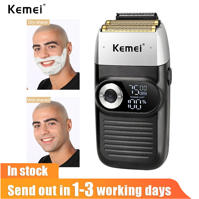 Boyfriend Gift Kemei Professional Shaver Hair Cleaning Shave Shaper Foil Electric Shaver Head Shaving Machine Rotary Motor Electric Razor for Men ราคา 177 บาท*ส่งฟรี