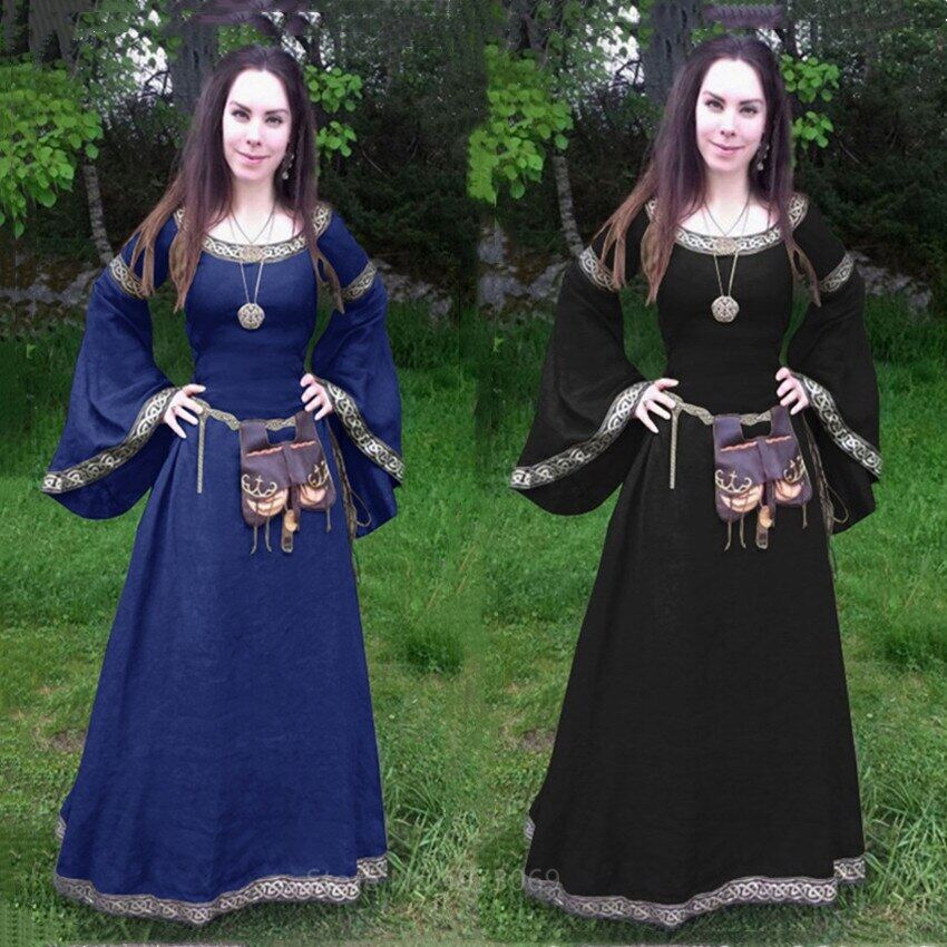 Đầm Dài Màu Trơn Kiểu Gothic Thời Trung Cổ Trang Phục Phục Phục Hưng Victoria Cho Nữ Halloween Đầm Dự Tiệc Đầm Thanh Lịch Thời Trung Cổ