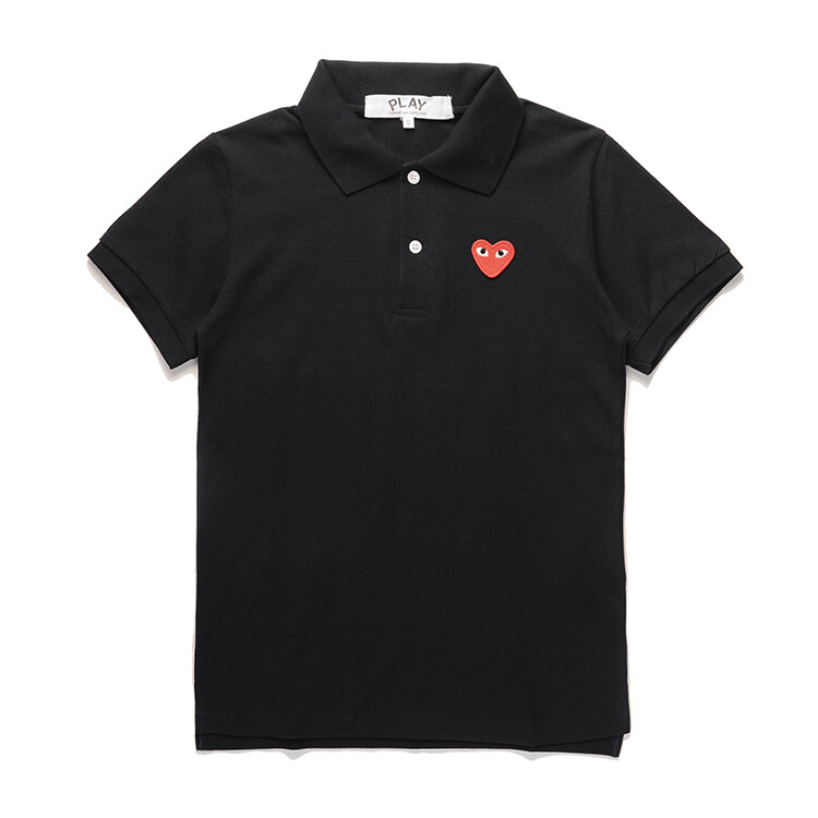 （ Hàng Có Sẵn ） Áo POLO Trái Tim Ngắn Tay Cotton Nguyên Chất COMME Des Garcons CDG Play Chính Hãng Hấp Thụ Phong Cách Cổ Lọ Cồng Kềnh Thoải Mái Màu Xanh Hoàng Gia Áo POLO Thể Thao Cho Nam