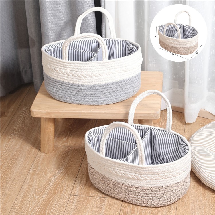 Diaper Bags Large Portable Nursery Storage Bin Bag Cotton Nappy Caddy Rope Baby Shower Clothes Basket Removable Dividers