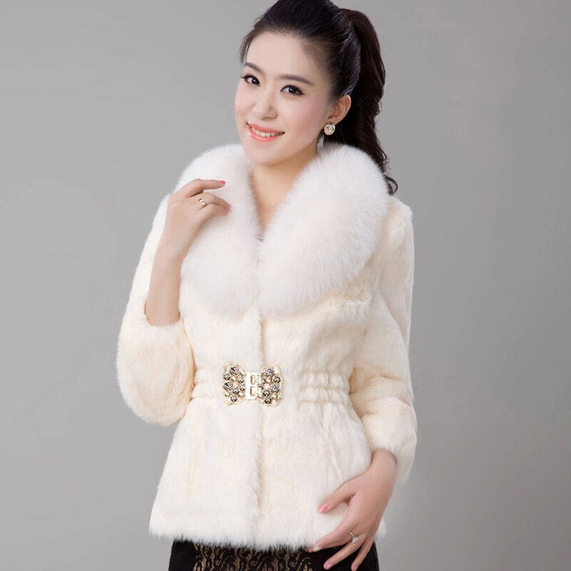 Áo khoác lông ngắn áo khoác nữ mùa thu đông giả lông thỏ ngắn hàn quốc rộng mỏng cổ áo lông lớn áo khoác nữ