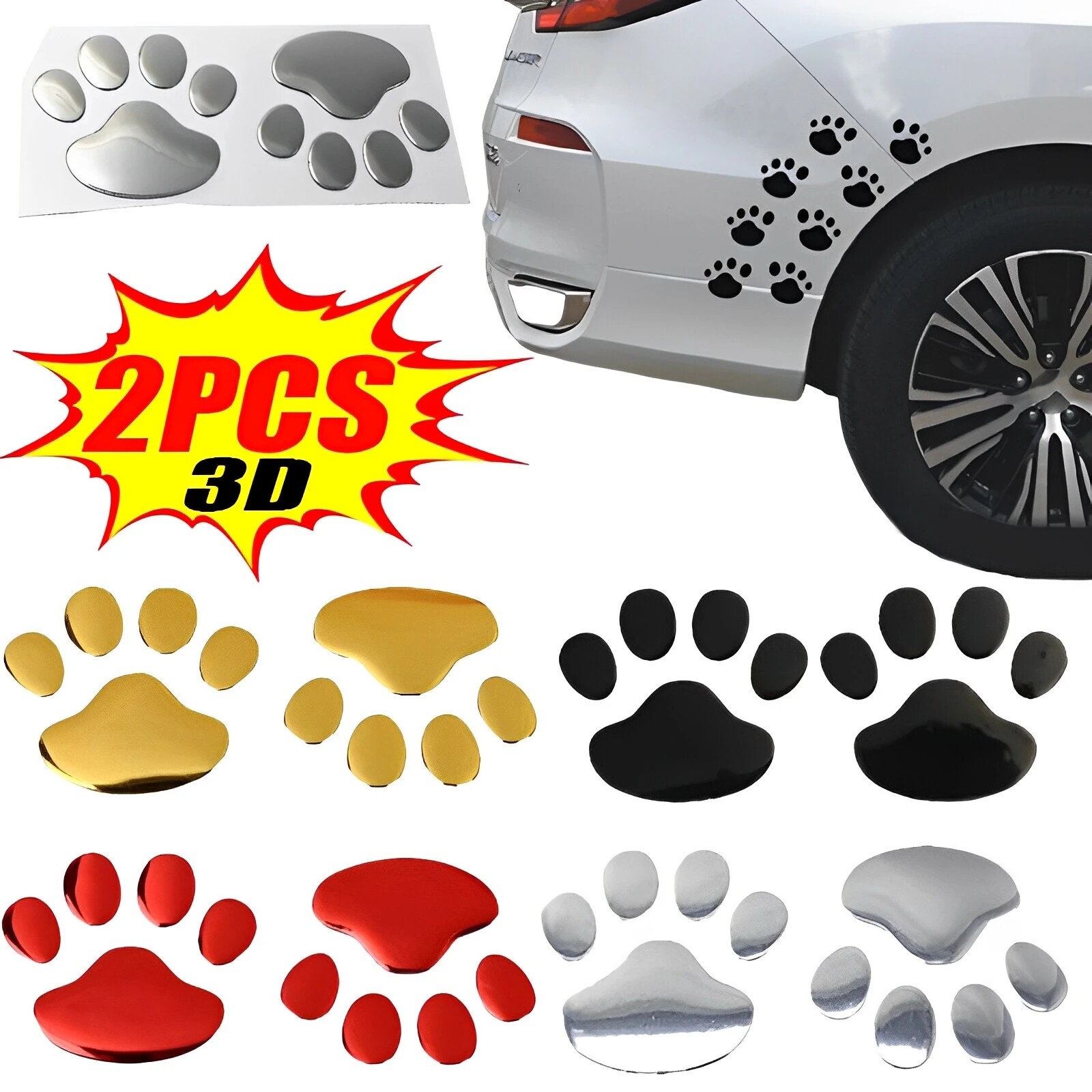 3D Puppy dấu chân Nhãn dán xe Nhãn dán xe Chó mèo dấu chân Paw Sticker Miếng dán kính chắn gió bội thu cửa sổ xe hơi hình dán cửa