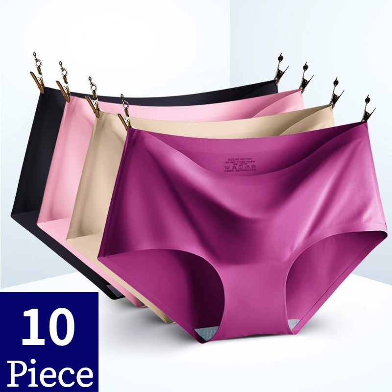 panty for kids girls TrowBridge 10PCS/Set Women's Panties Solid Seamless Underwear Plus Size Comfortable Briefs Silk Satin Lingerie Health Underpants ราคา  499 บาท*ส่งฟรี