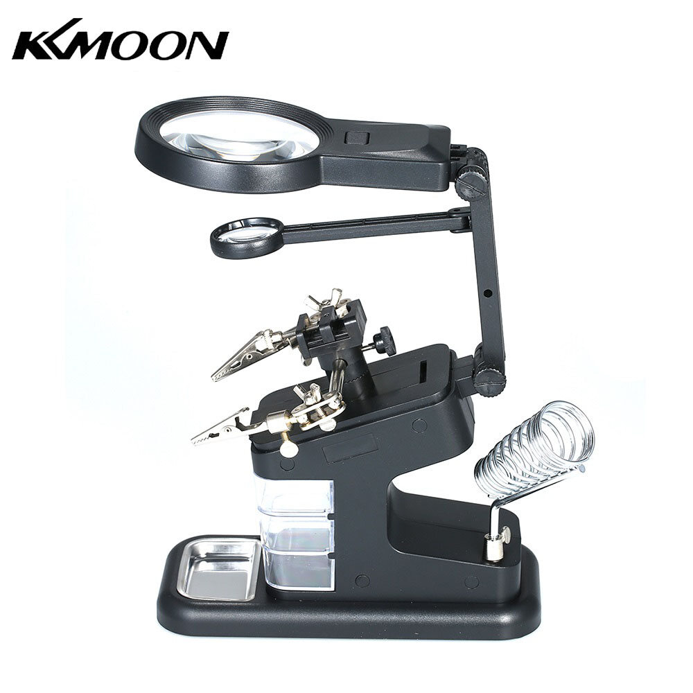 Kkmoon kính lúp hàn đa năng cảm biến thông minh, đèn led 3x/4.5x/25x kính lúp để bàn đế hàn cổng usb dụng cụ sửa chữa kính lúp