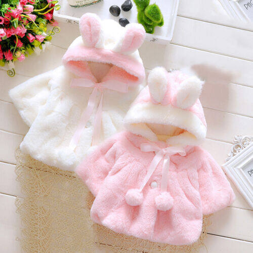 Bluelans® Newborn Infant Baby Girls Faux Fur Pom Pom Warm Winter Hooded Cape Cloak Hoodie Coat 0-24 Month 