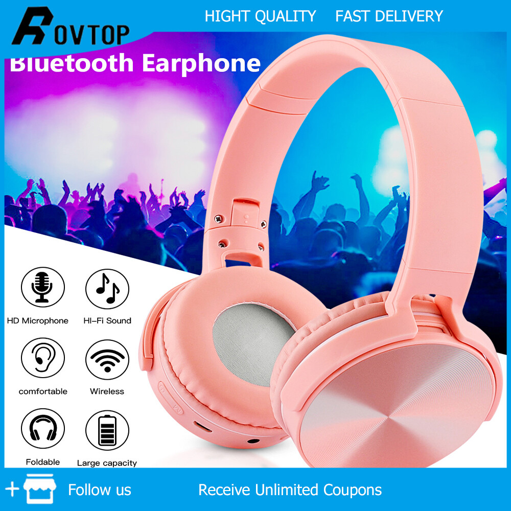 Rovtop tai nghe không dây hifi bluetooth 5.0 siêu trầm có thể điều chỉnh, tai nghe bluetooth thể thao, màu macaron