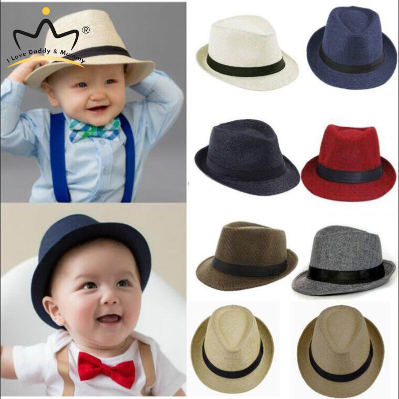 I LOVE DADDY&MUMMY Summer Kids Straw Hat Outdoor Breathable Panama Sun Hat Baby Boy Jazz Cap Toddler Bruno Mars Fedora Hats ราคา 65 บาท*ส่งฟรี