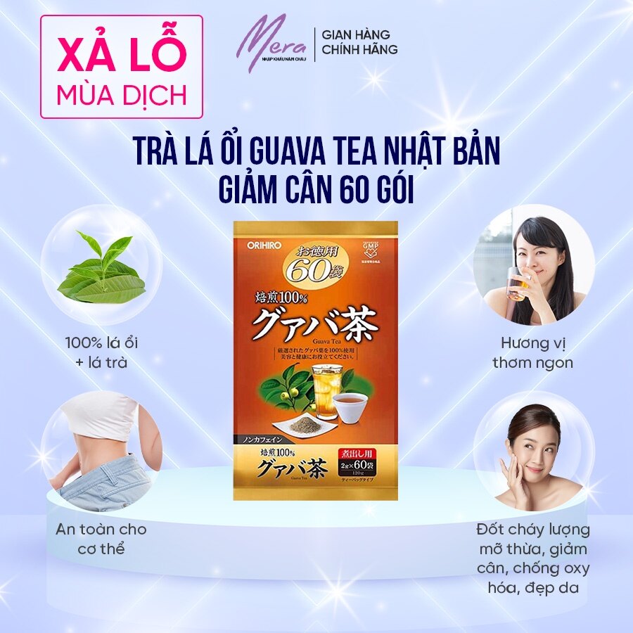 Trà ổi orihiro 60 túi lọc - trà lá ổi guava tea nhật bản hỗ trợ giảm cân