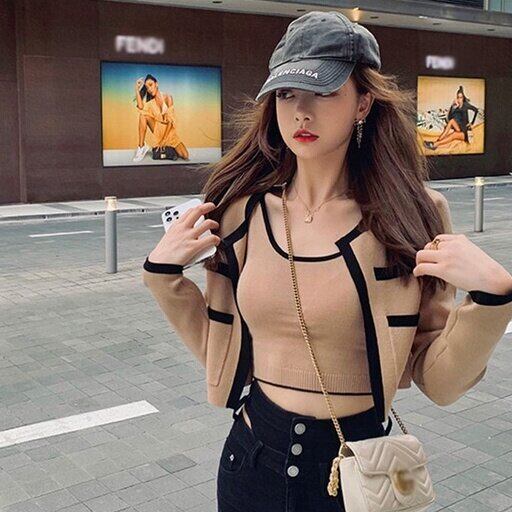 Xiaozhainv Áo Cardigan Nữ/Áo Yếm Dệt Kim Hàn Quốc Dành Cho Nữ (Lưu Ý: Cần Mua Riêng, Không Bán Theo Bộ!)