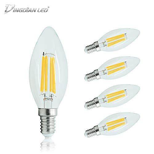 DINGDIAN Led 5 gói E14 220V Edison bulb LED Đèn chùm bóng đèn chùm C35 bóng đèn nến 2W 4W 6W,2700K ánh sáng trắng ấm 6000K ánh sáng ban ngày, trong nhà phòng khách phòng ngủ ánh sáng