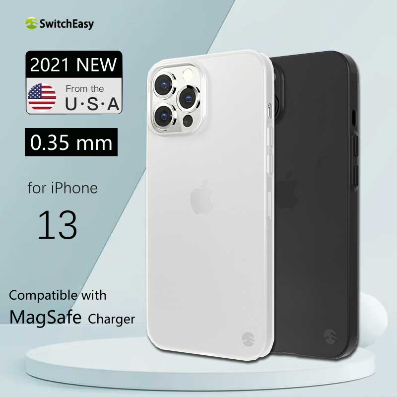 SwitchEasy 0.35 Ultra Slim Case for 2021 iPhone 13 13Mini 13 Pro 13 Pro Max 0.35 Ultra-Thin Slim Fit PP Cover Protection Compatible with MagSafe Charger