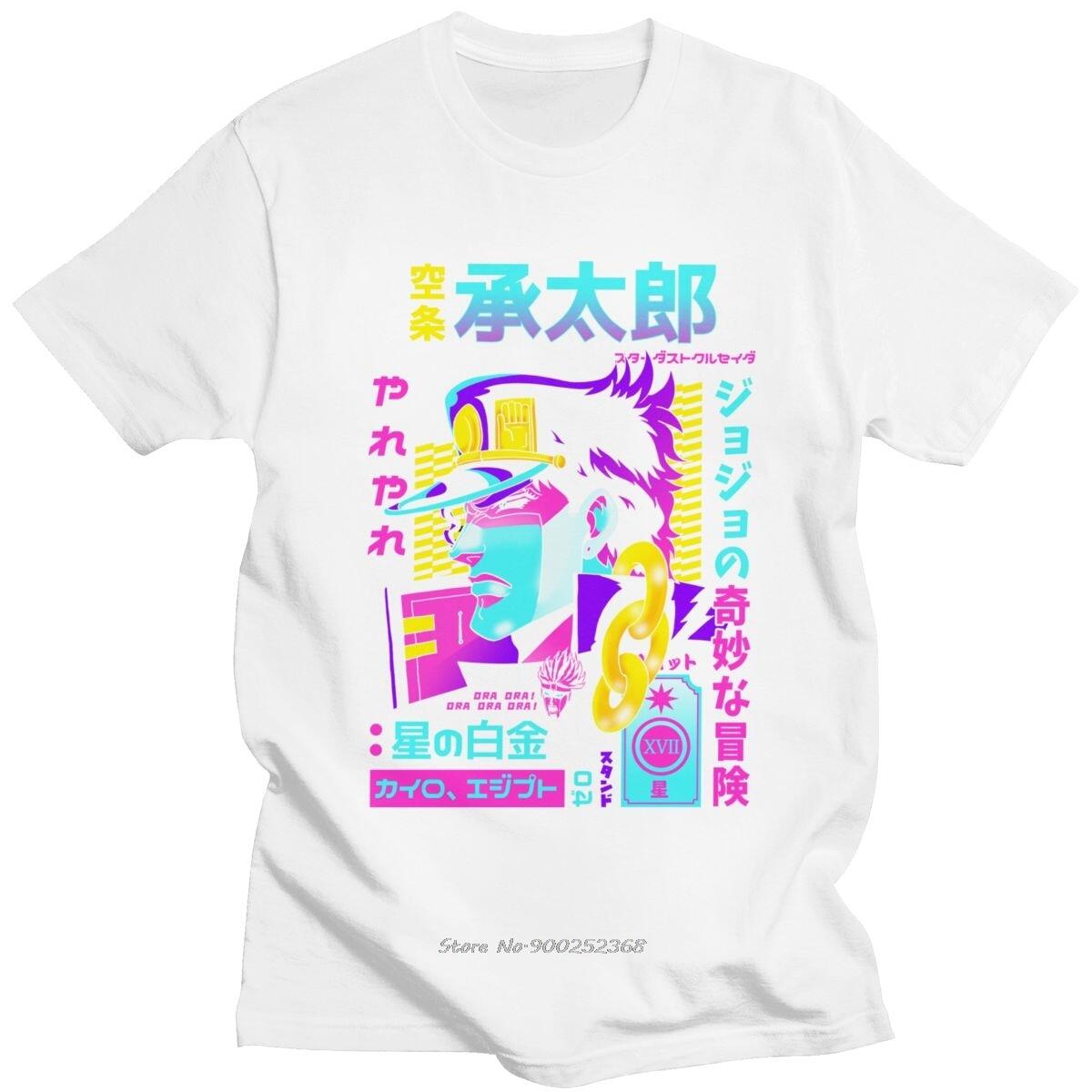 Fashion Jojo Bizarre Adventure T Shirt Men Short Sleeved Vaporwave Aesthetic Jotaro T-shirt Cotton Kujo Manga Graphic Tee Tops