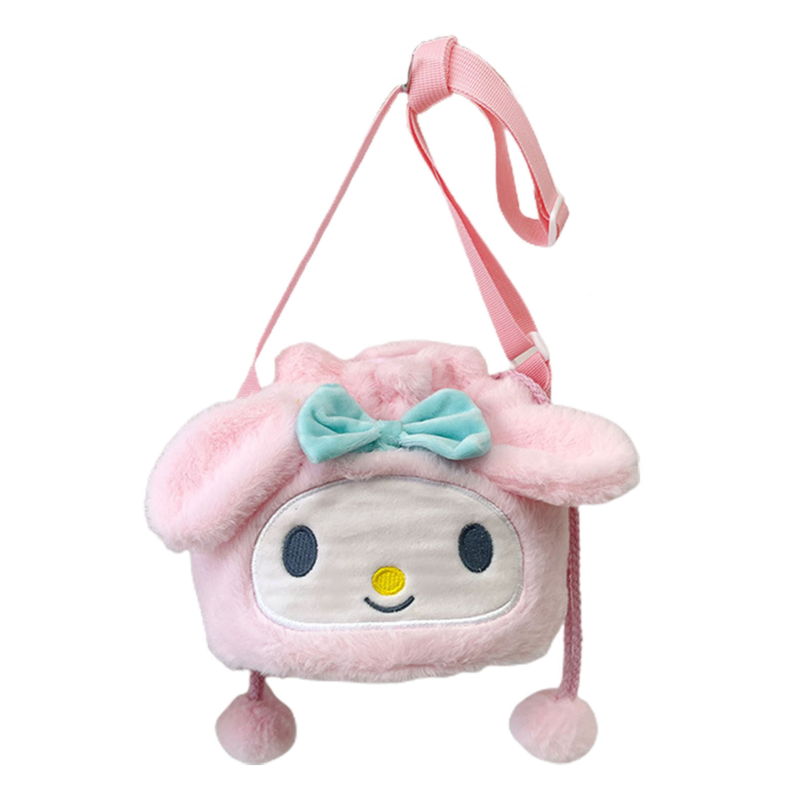 Túi đeo chéo cho nữ dây rút sang trọng pompoms Lolita Anime ngoại vi Quà Tặng chó hoạt hình thỏ Túi đeo vai nữ sử dụng thường nhật Nữ Độc Đáo Vai