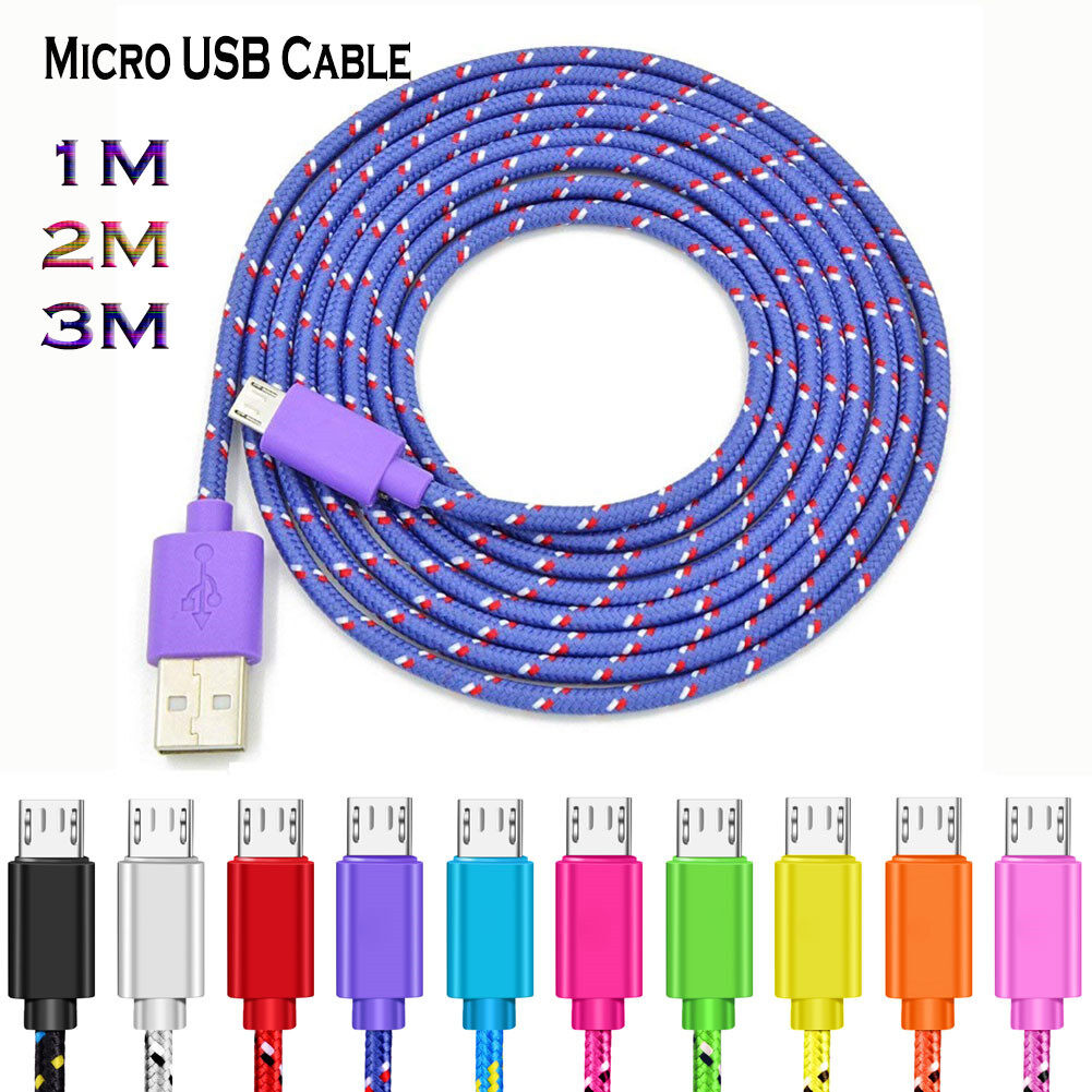 Dây Sạc Micro USB Cho Huawei Xiaomi Samsung Cáp Sạc Nhanh Bện Nylon 1M 2M 3M USB