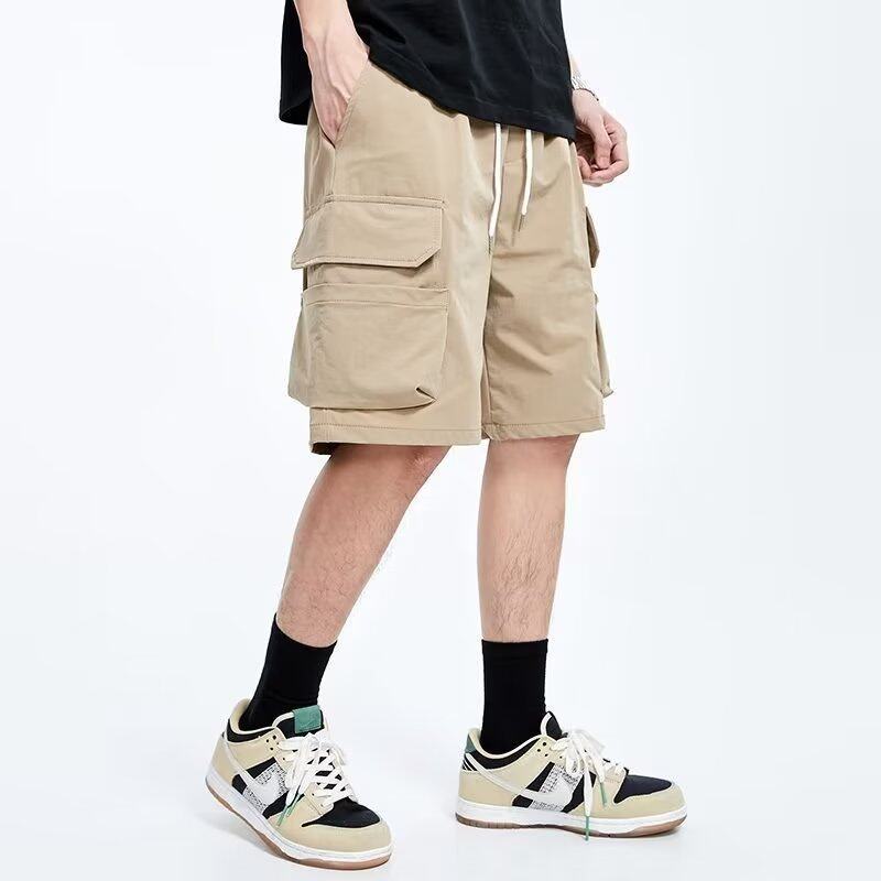 Lansboter quần short nam quần coolmate quần đùi quần túi hộp người đàn ông của quần short thời trang giản dị túi lớn màu trơn quần soóc Cargo