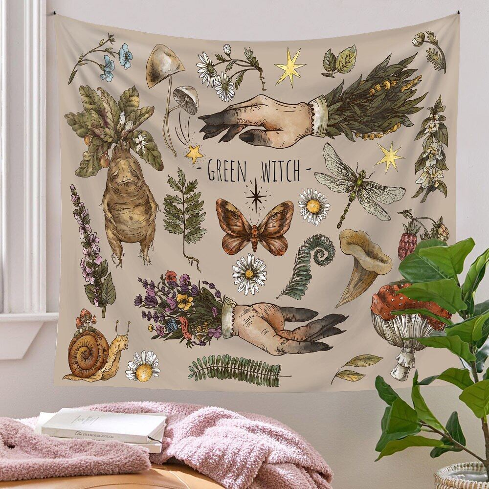 Zf in mẫu hoa lá tấm thảm hoa treo tường nấm tấm thảm cổ điển boho hoa dại rau tấm thảm trang trí nhà đầy màu sắc