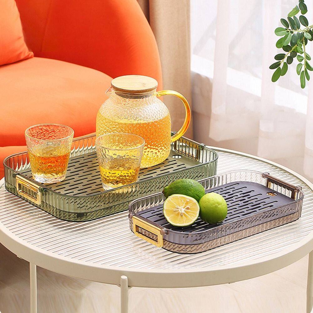 BASO4 Hình chữ nhật Khay đựng cốc Nhựa Hai Lớp Dụng cụ thoát nước bát đĩa Sang trọng nhẹ Sấy khô Đĩa phục vụ Hộ gia đình