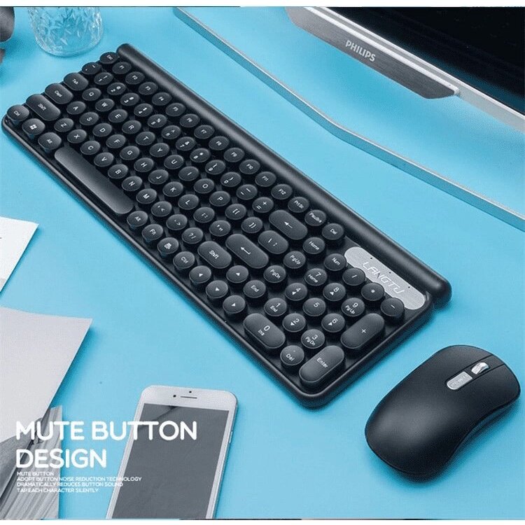 Bộ bàn phím chuột không dây LANGTU LT400 sạc pin dùng cho văn vòng, pc, laptop, tivi