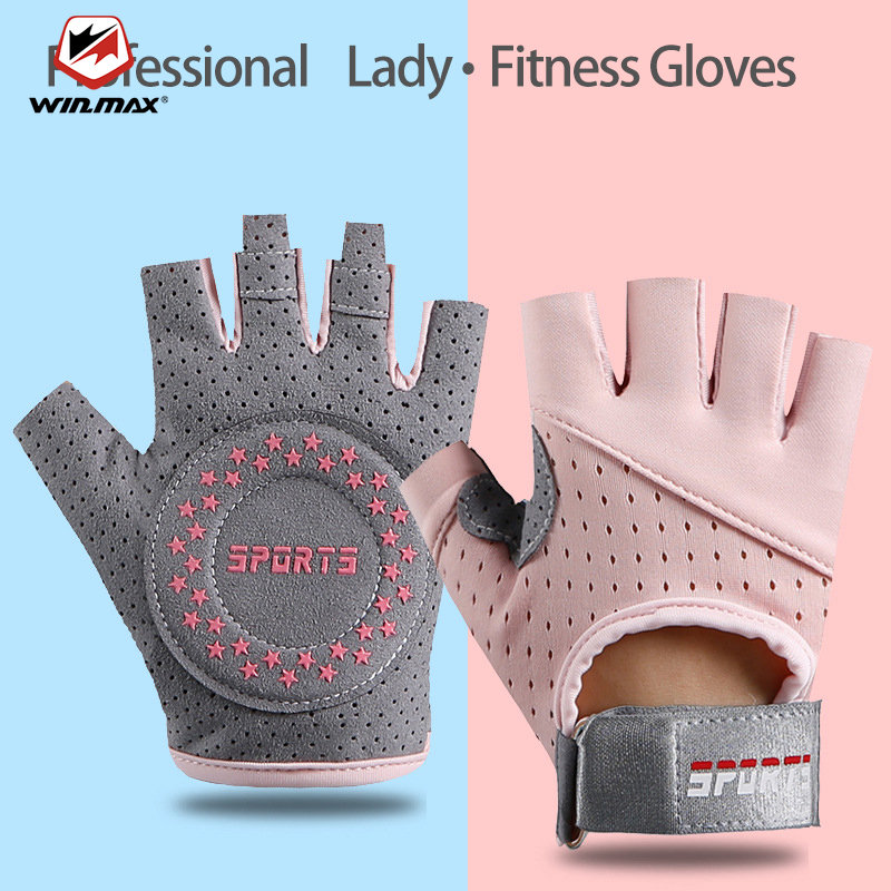 Winmax ถุงมือฟิตเนสหญิงโยคะกีฬาปั่นอุปกรณ์ Lady Training Anti-Slip Breathable Thin Half Finger Barbell Cycling Gloves ราคา 196 บาท*ส่งฟรี
