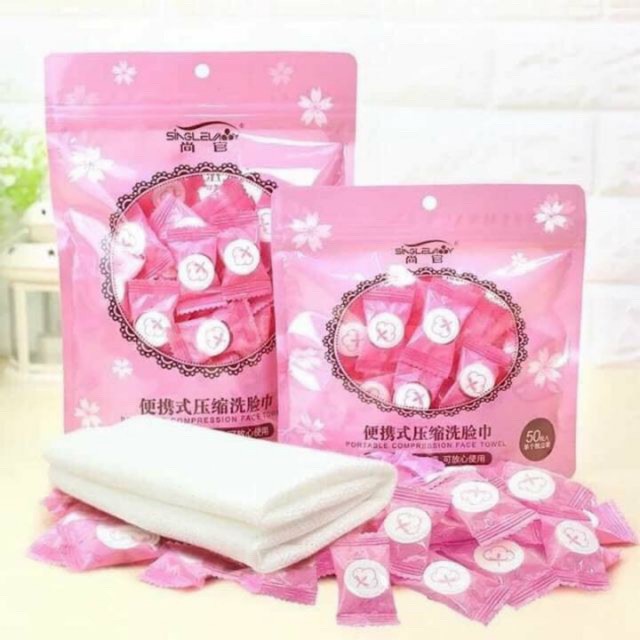Gói 30v khăn giấy nén cao cấp dạng viên kẹo
