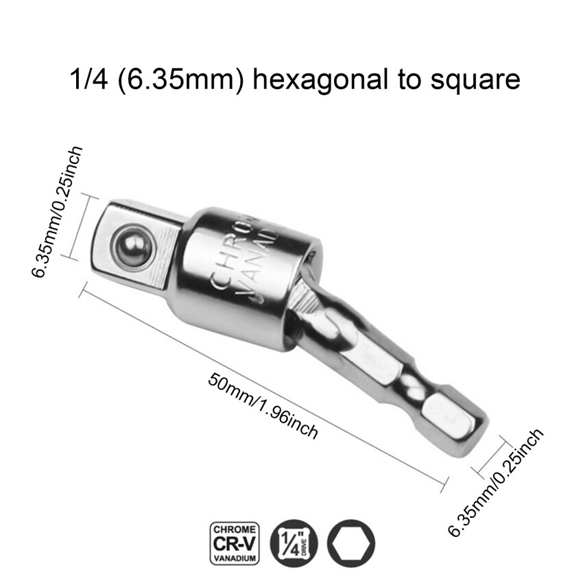 Cờ lê điện tử ổ cắm khoan Adapter-Xoay công cụ chuyển đổi vuông cho máy bắt vít, 1PC/3pcs, 1/4 ", 3/8", 1/2"