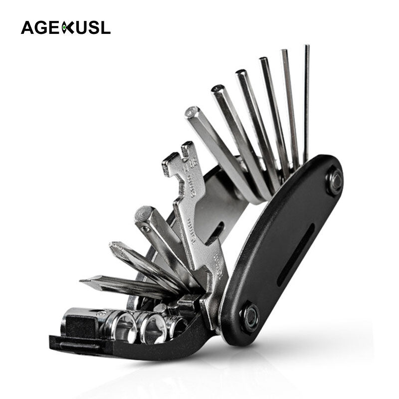 Dụng cụ sửa chữa xe đạp agekusl, kit xe đạp tuốc nơ vít hình lục giác cờ lê, 16 trong 1