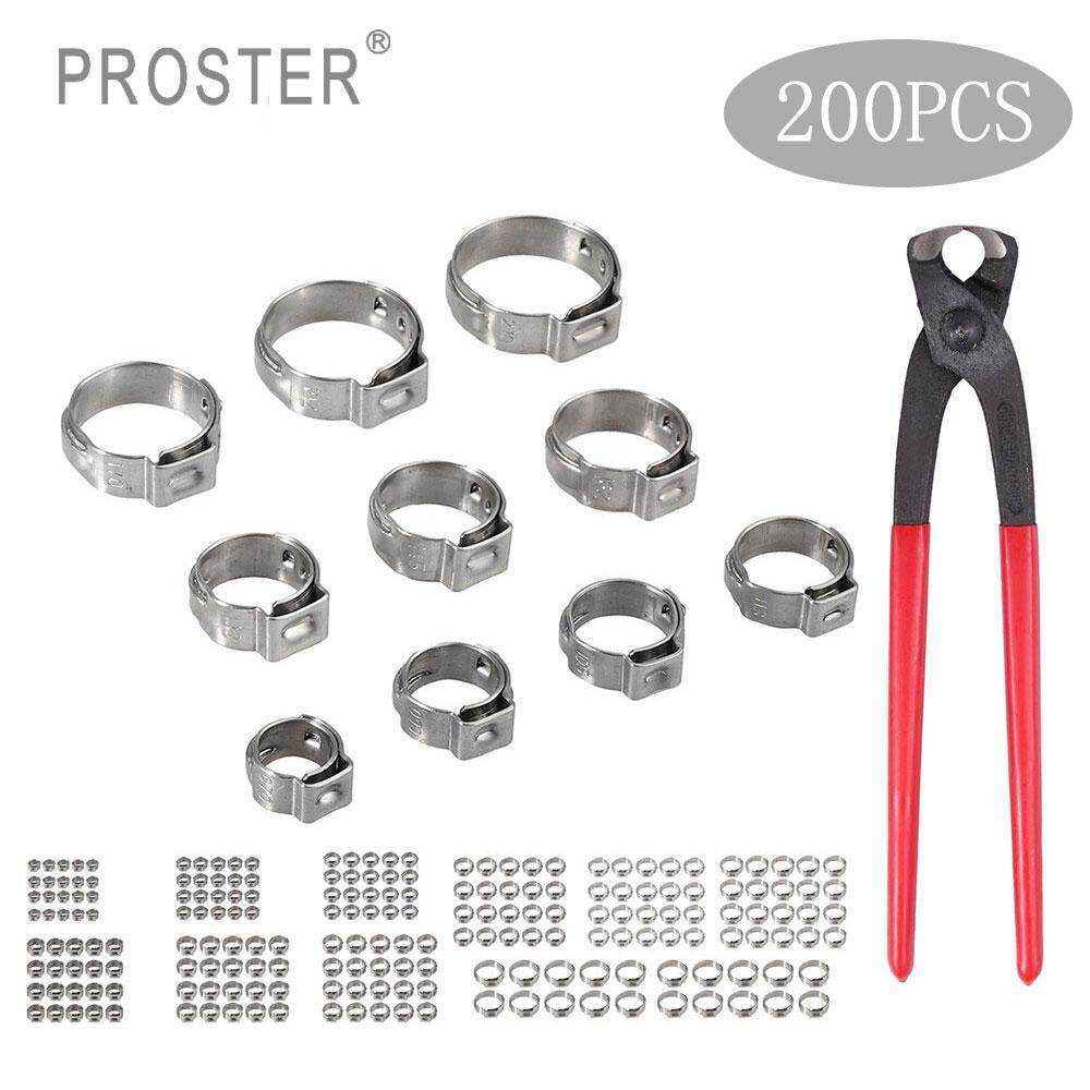 Proster 130 cái 6-21mm/200 cái 5.8-21mm 304 thép không gỉ một tai kẹp ống vô cấp các loại vòng kẹp cinch và kẹp/kẹp tai pex cinch bộ dụng cụ uốn