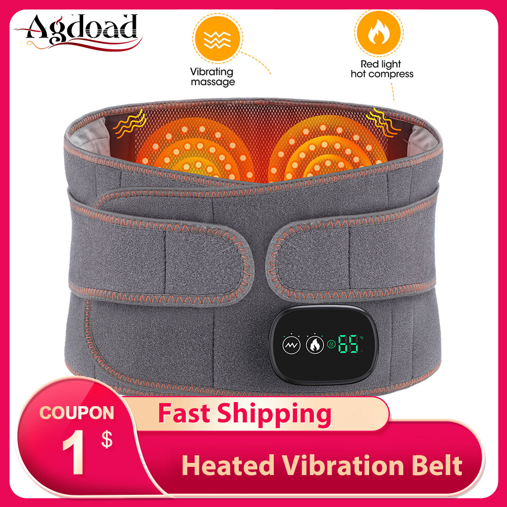 Agdoad Đai mát xa eo rung Thắt lưng cột sống lưng Nẹp giảm nhẹ liệu pháp xoa bóp nóng bằng máy nén ánh sáng đỏ