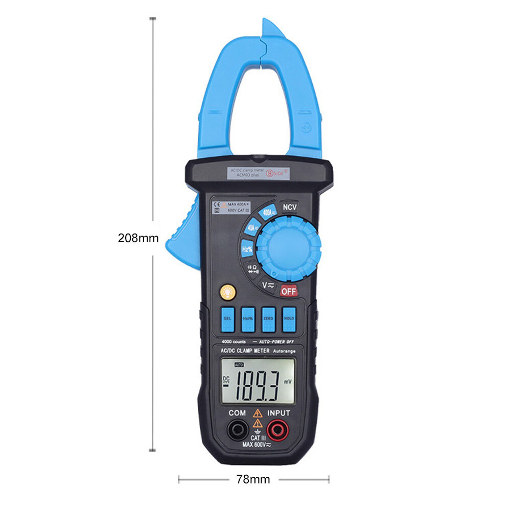 Houpse bside dc ac đồng hồ kẹp kỹ thuật số, ampe kế dòng điện 400a vạn năng máy kiểm tra điện trở ncv ohm điện dung với màn hình lcd