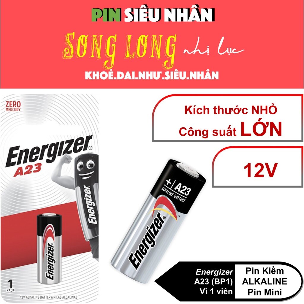 Pin a23 energizer alkaline 12v - công suất lớn - vỉ 1 viên