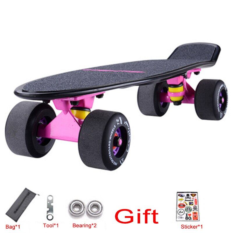 ใหม่22นิ้วสเก็ตบอร์ด Mini Cruiser สเก็ตบอร์ดพลาสติก Longboard กล้วย Fishboard Street กีฬากลางแจ้งสำหรับเด็กผู้หญิงเด็กผู้ชาย