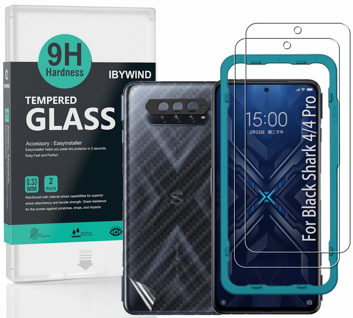 Ibywind 2 Chiếc Black Shark 4/4S/4 Pro/4S Pro Miếng Bảo Vệ Màn Hình, Không Tạo Bọt Khí Miếng Dán Màn Hình Kính Cường Lực Miếng Bảo Vệ Màn Hình [Chống Vân Tay] Cho Cá Mập Đen 3-Trong Suốt