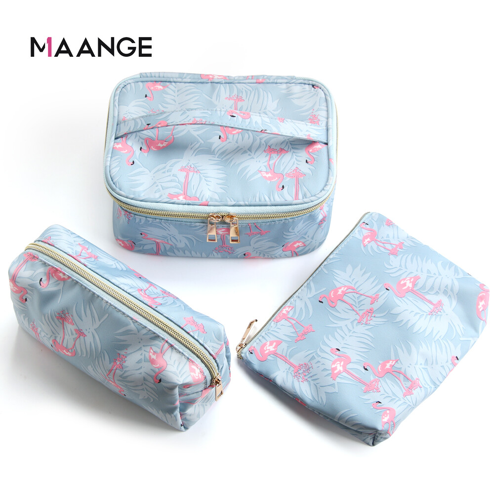 3 Túi đựng mỹ phẩm MAANGE đa năng chất liệu da PU và nylon dùng khi đi du lịch - INTL