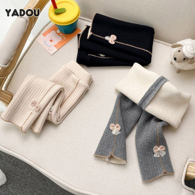 Yadou quần legging lông cừu cho bé gái quần áo khoác ngoài lông cừu dày cho trẻ em quần ấm cho bé