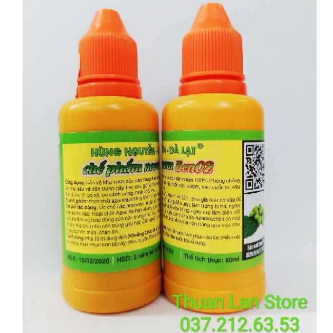 Chế Phẩm Hùng Nguyễn Neem Ben02 - Trừ Côn Trùng Thảo Mộc lọ 80ml