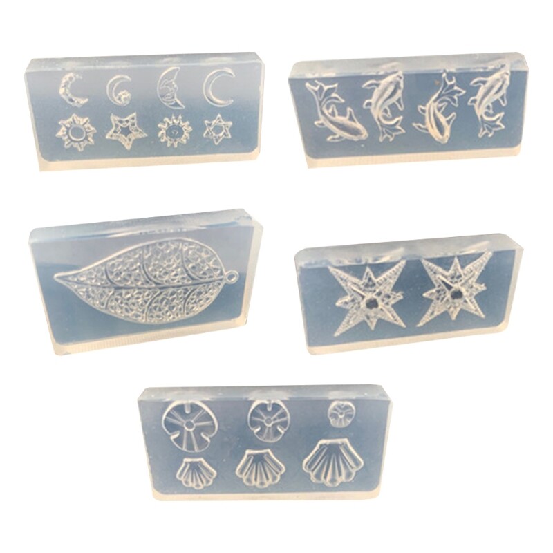 5 Cái/bộ Khuôn Nhựa Epoxy Pha Lê Vỏ Sao Biển Hoa Lá Đồ Trang Trí Chạm Khắc Móng Tay Khuôn Silicon Khuôn Tô Thủ Công Tự Làm