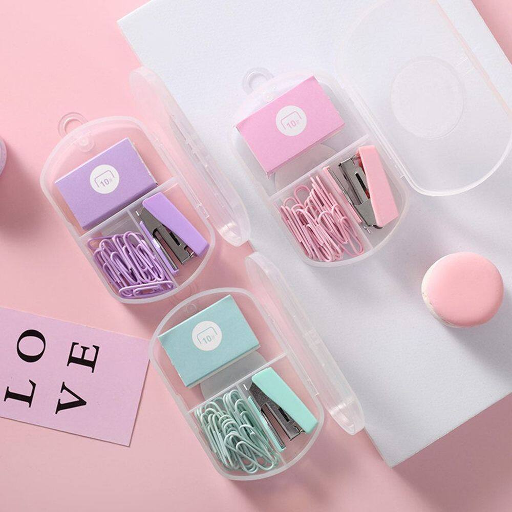 Pan6303936269 kim loại mini dễ thương màu morandi đồ dùng học sinh với ghim bấm bộ dụng cụ đóng