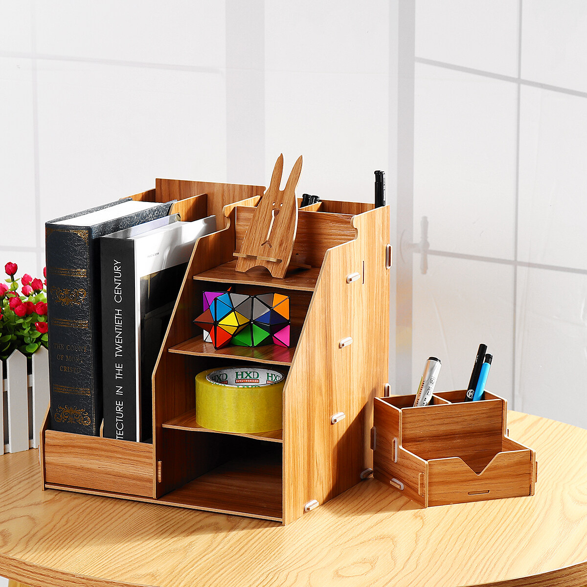 Tabla de almacenamiento en rack de escritorio del organizador del lápiz