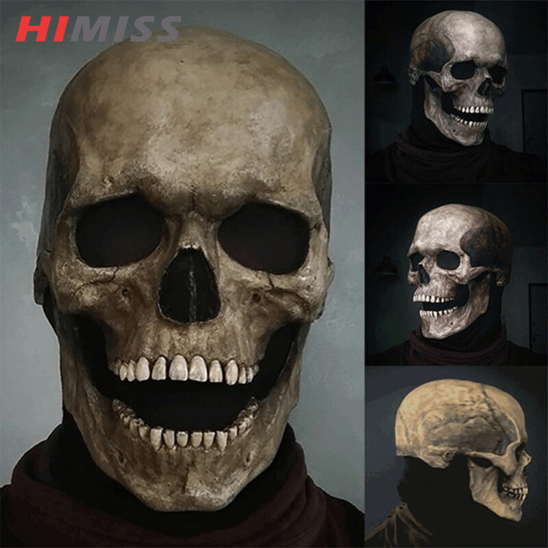 HIMISS Halloween Horror Mask Jaw Mouth Moveable Skull Latex Mask Skull