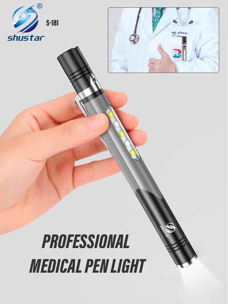 Đèn pin chuyên nghiệp đèn bút đèn sạc nguồn sáng kép có đèn bên cho nhãn khoa, nha khoa