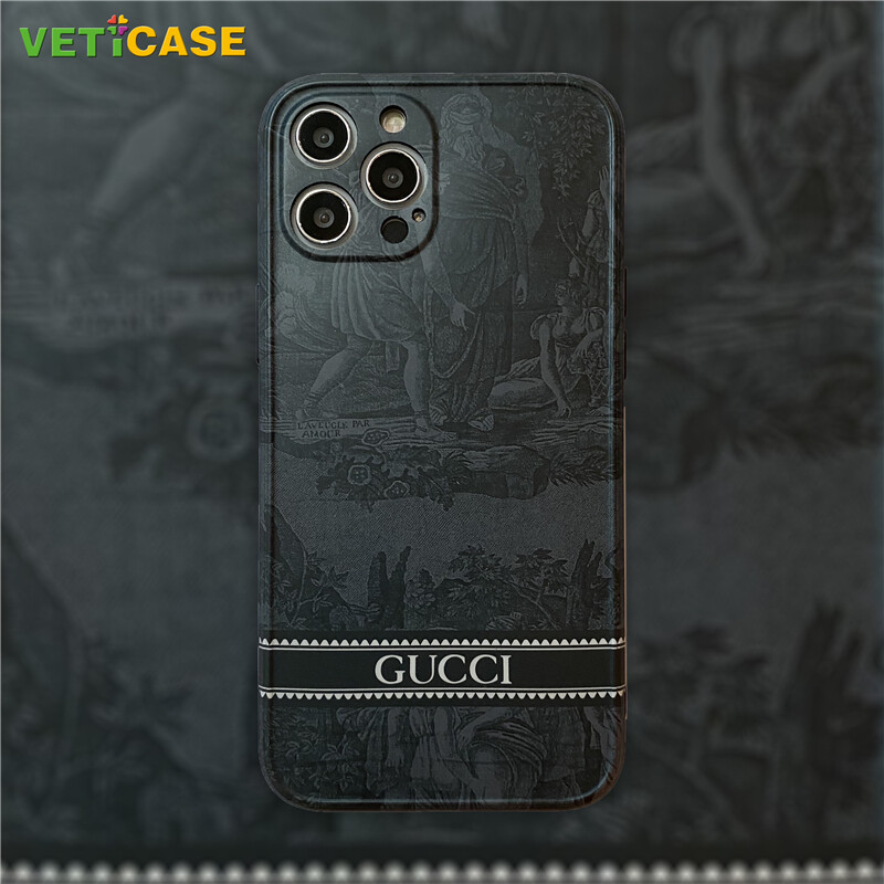 Tranh Retro GG Ốp điện thoại cho Apple iPhone 15 14 11 12 13 Pro Max plus silicon mềm vỏ lưng bảo vệ Ốp di động đen xanh
