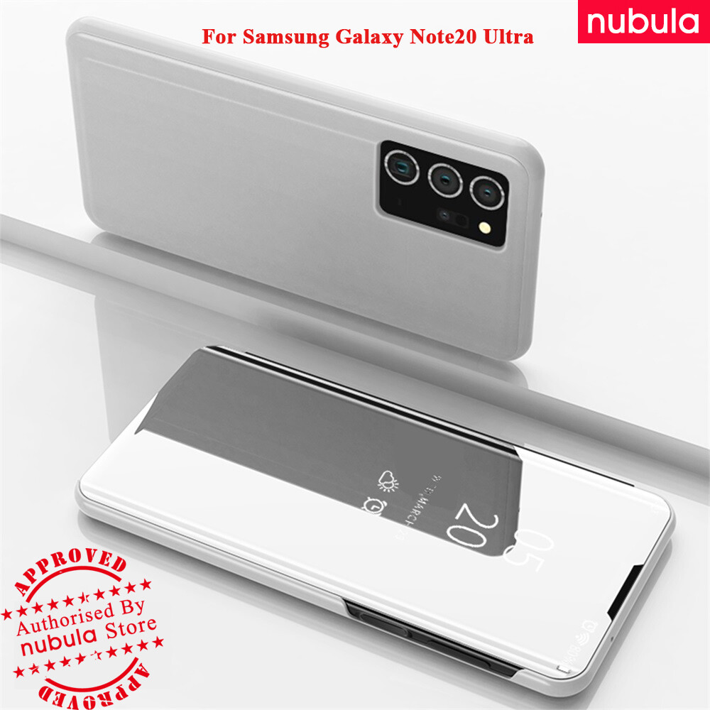 NUBULA Cho Samsung Galaxy Note20 Ultra (6.9) Inch Ốp Lật Gương Mạ Sang Trọng Ốp Lật Siêu Cứng Samsung Galaxy Note20 Vỏ Sò Ốp Lật Nhìn Rõ Chân Đế Tích Hợp Bằng Da PU Bên Trong, Dành Cho Samsung Galaxy Note 20 Siêu