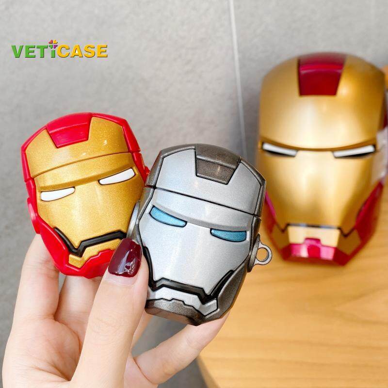 Hộp đựng tai nghe Iron Man Marvel cho Apple AirPods Pro, hộp đựng tai nghe silicon mềm, phụ kiện bảo vệ AirPod cho AirPods 1 2 3 màu vàng đỏ xám