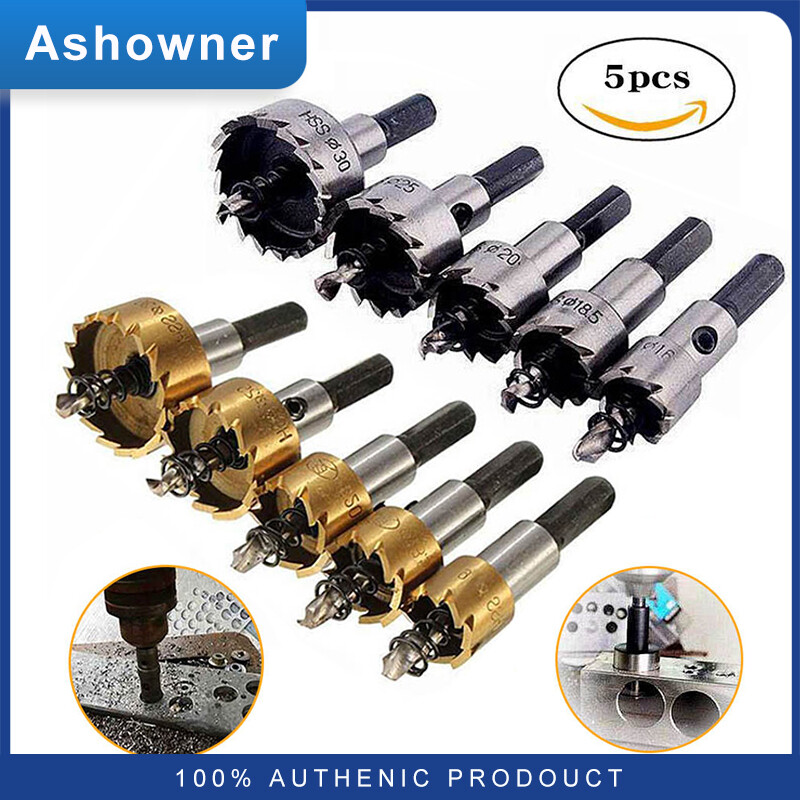 5 cái bộ mũi khoan hss 16-30mm lỗ cưa bộ dụng cụ khoan máy cắt lỗ dụng cụ cầm tay để cắt gỗ thép không gỉ hợp kim kim loại