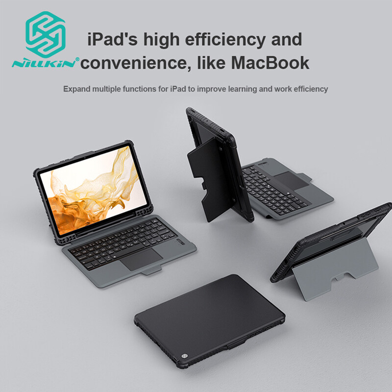 Nillkin 3 in 1 Tablet Protective Case for Samsung Galaxy Tab S8 Plus S8 S8+ 5G S7 Plus S7 FE Bluetooth Keyboard Case for Tab S8 Back Cover ( Comes with a bluetooth keyboard )