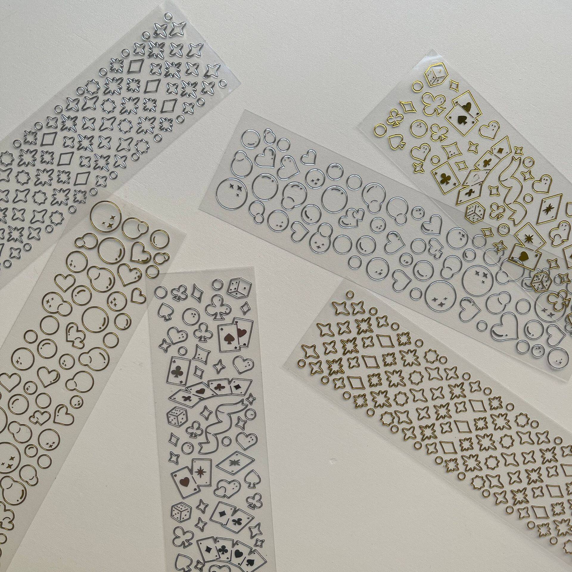 GaLiCiCi decoration sticker / sticker trang trí ngôi sao năm cánh dập nóng và màu bạc