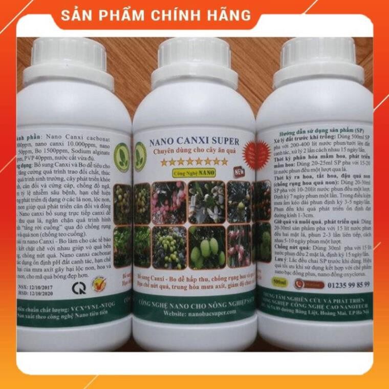 Dung dịch Nano Canxi Super chai 500ml - Chống rụng hoa, rụng quả non.