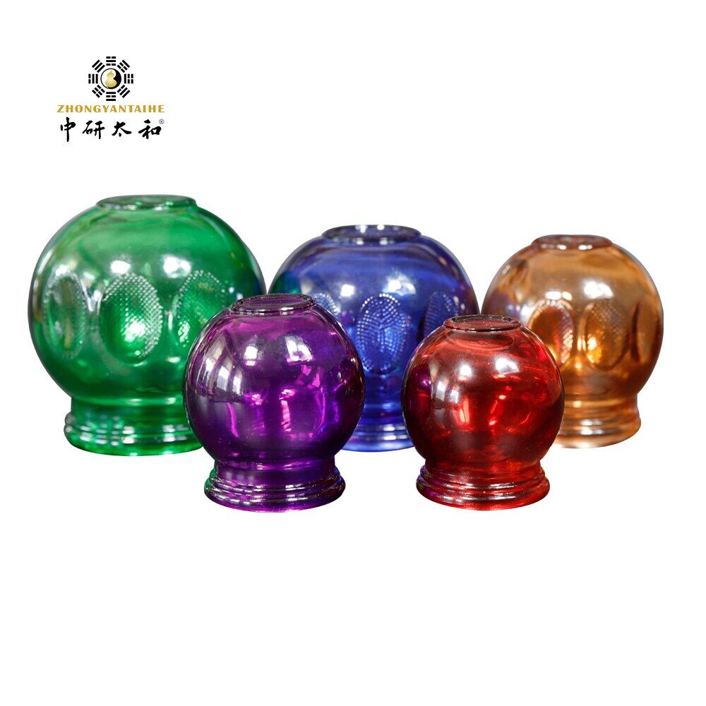 Bộ giác hơi thủy tinh chuyên nghiệp giác hơi chân không thiết bị kính dày Bộ giác hơi Cupping ngẫu nhiên colours5pc