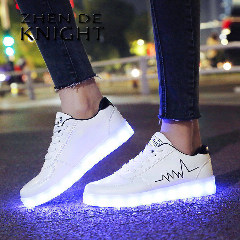 2023 New Style Size 30-41 Glowing Sneakers For Children Boys Girls Luminous Shoes With Light Up Sole Kids Lighted Led Slippers With USB Charged